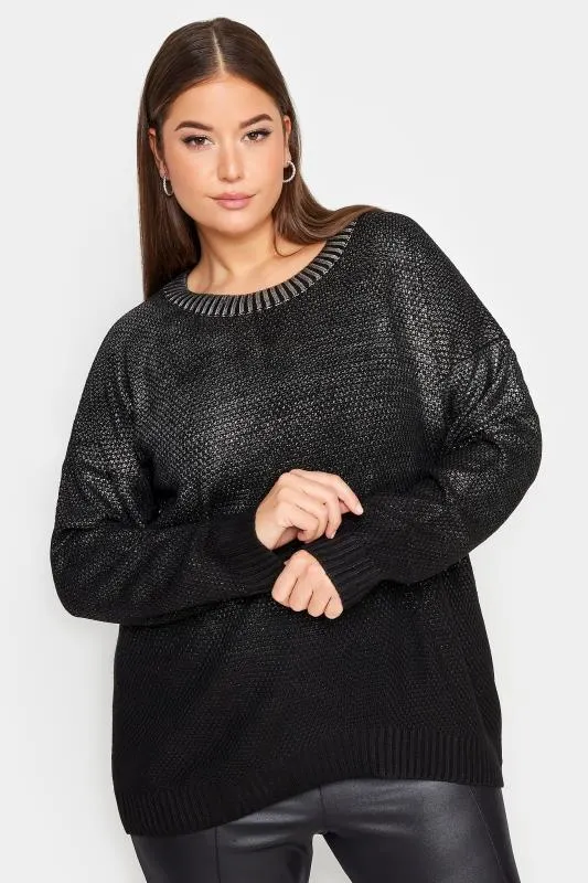 YOURS Curve Black Metallic Jumper