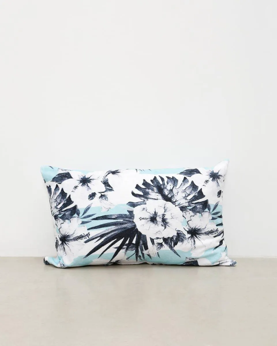 Μαξιλαρι Ξαπλωστρας Πετσετε Βελουτε Ψηφιακο Τυπωμα Ιβισκοι Lagoon