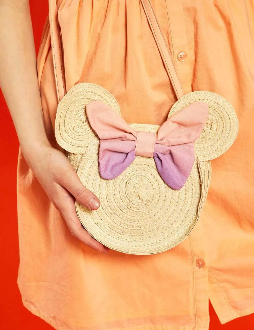 'Minnie Mouse' straw shoulder bag