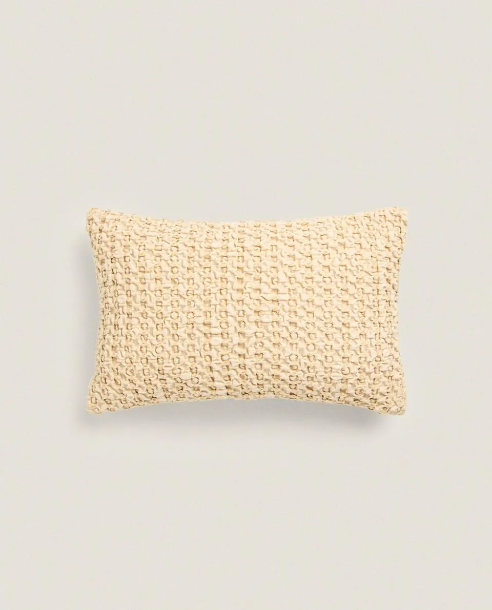WAFFLE-KNIT CUSHION COVER