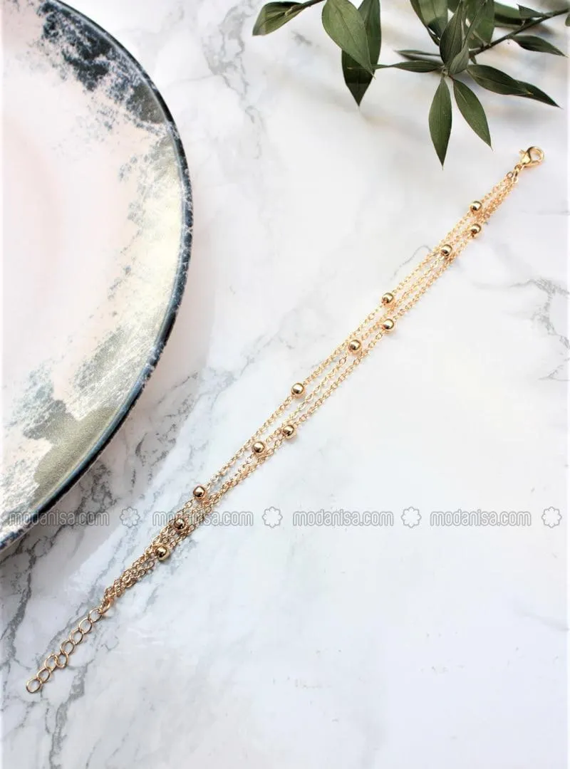 Rose Plated Three Row Bulk Chain Bijouterie Bracelet - Gold