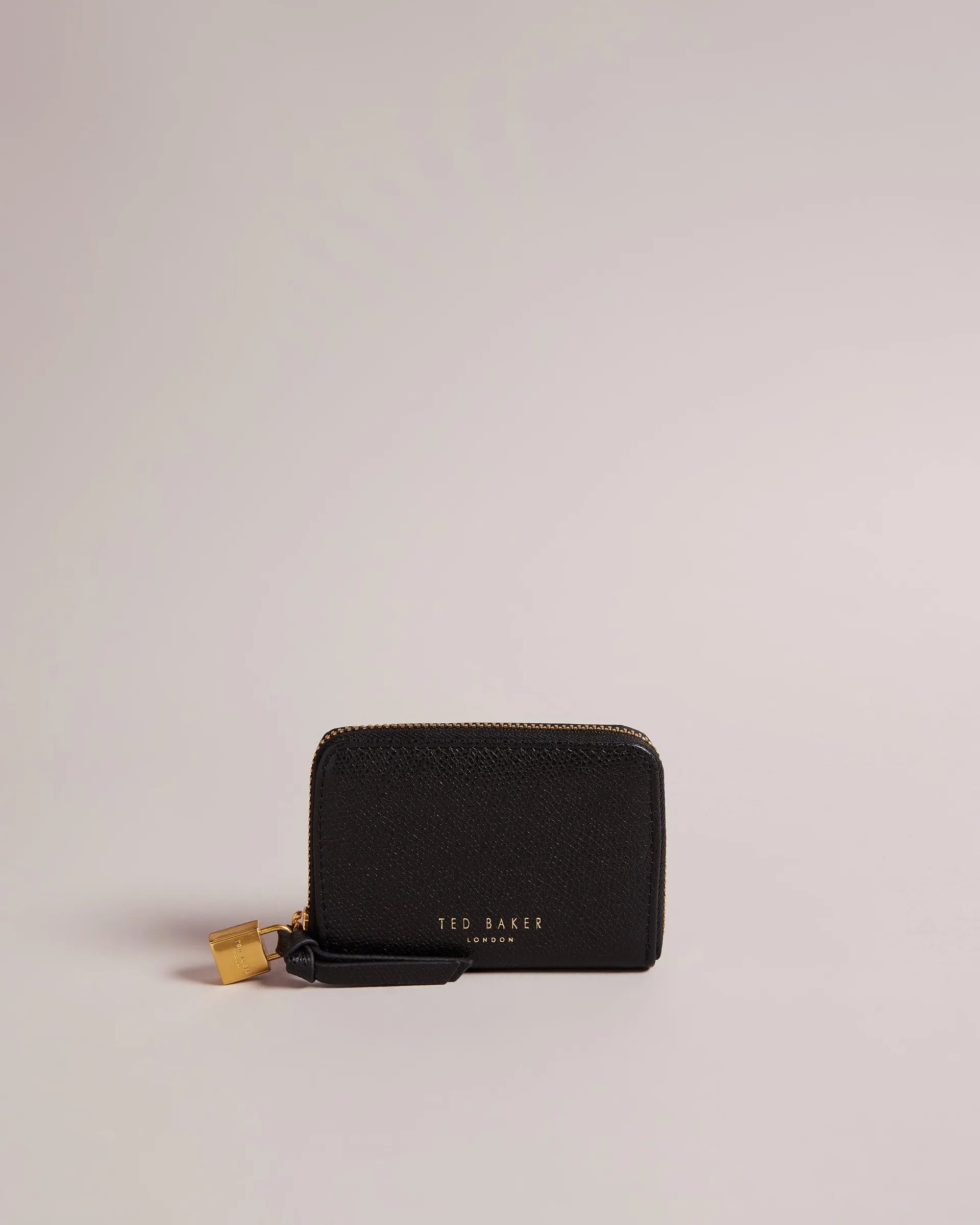 Wesmin Padlock Small Leather Purse Black
