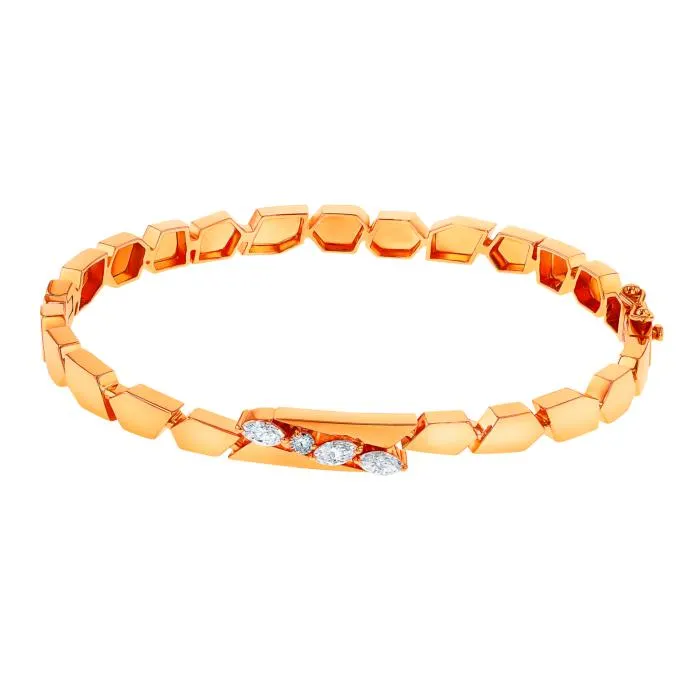 Glacial Bangle in 18K Rose Gold Studded with Diamonds