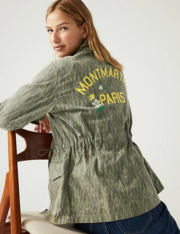 Cotton Rich Printed Utility Jacket