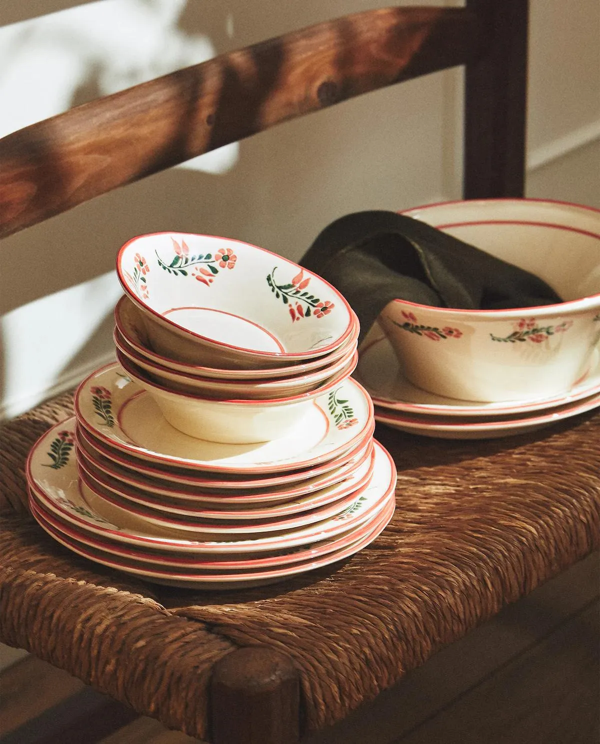 VAJILLA LOZA FLORES PINTADAS