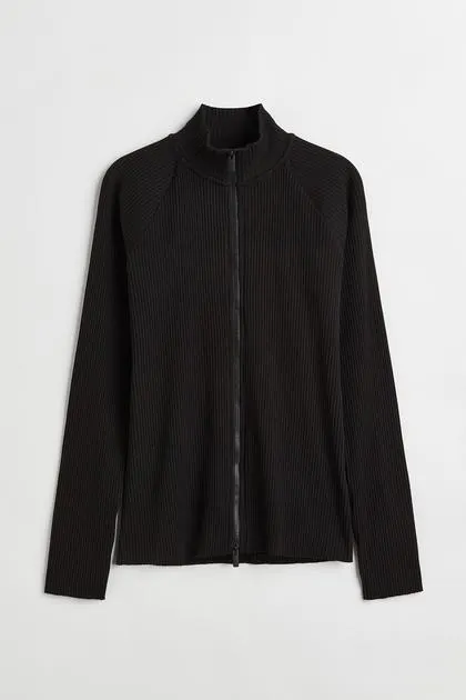 Zip-through ribbed top