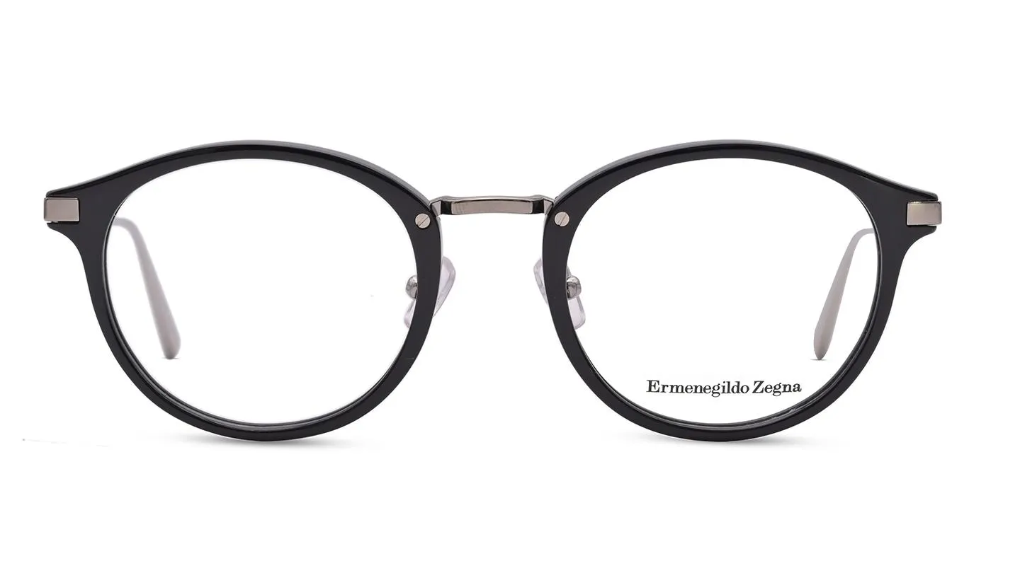 Men Round Shiny Black Eyeglass