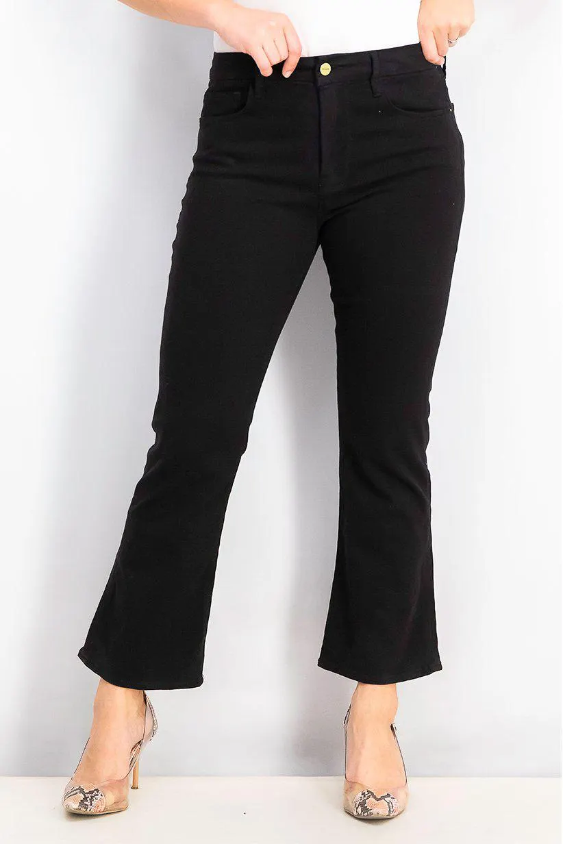 Women Regular Fit Plain Pants, Black