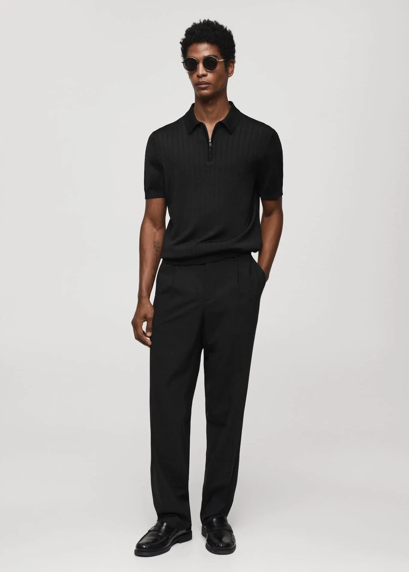 Zip cotton polo shirt