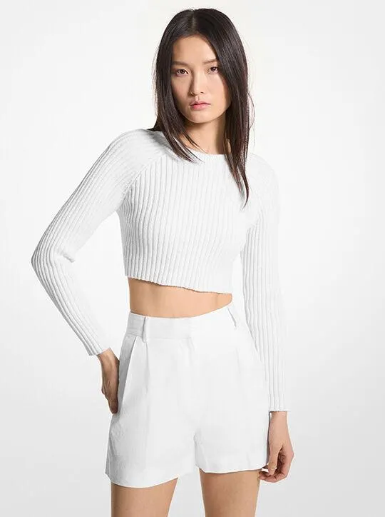 Pleated Linen Blend Shorts