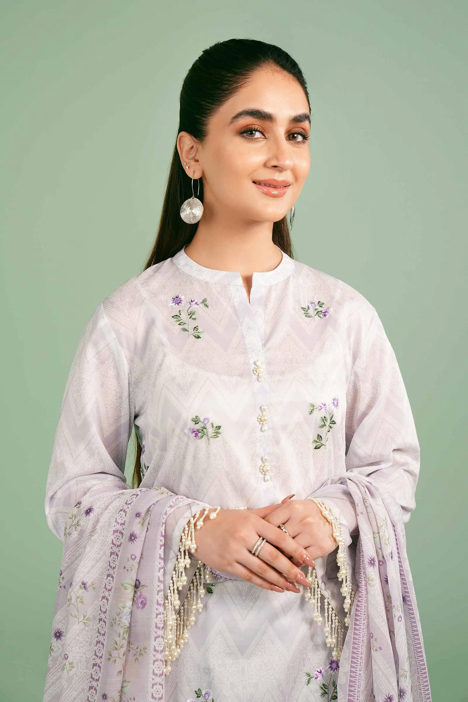 3 Piece - Printed Embroidered Suit - 42401400