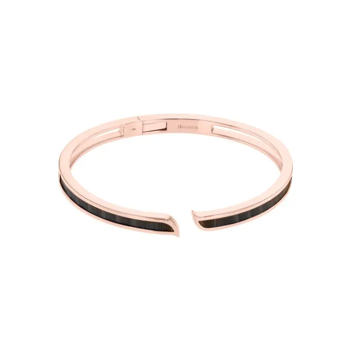 Alif Mosaic Black Jade Bangle In 18K Rose Gold