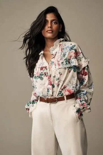 Laura Ashley Broderie Trim Blouse