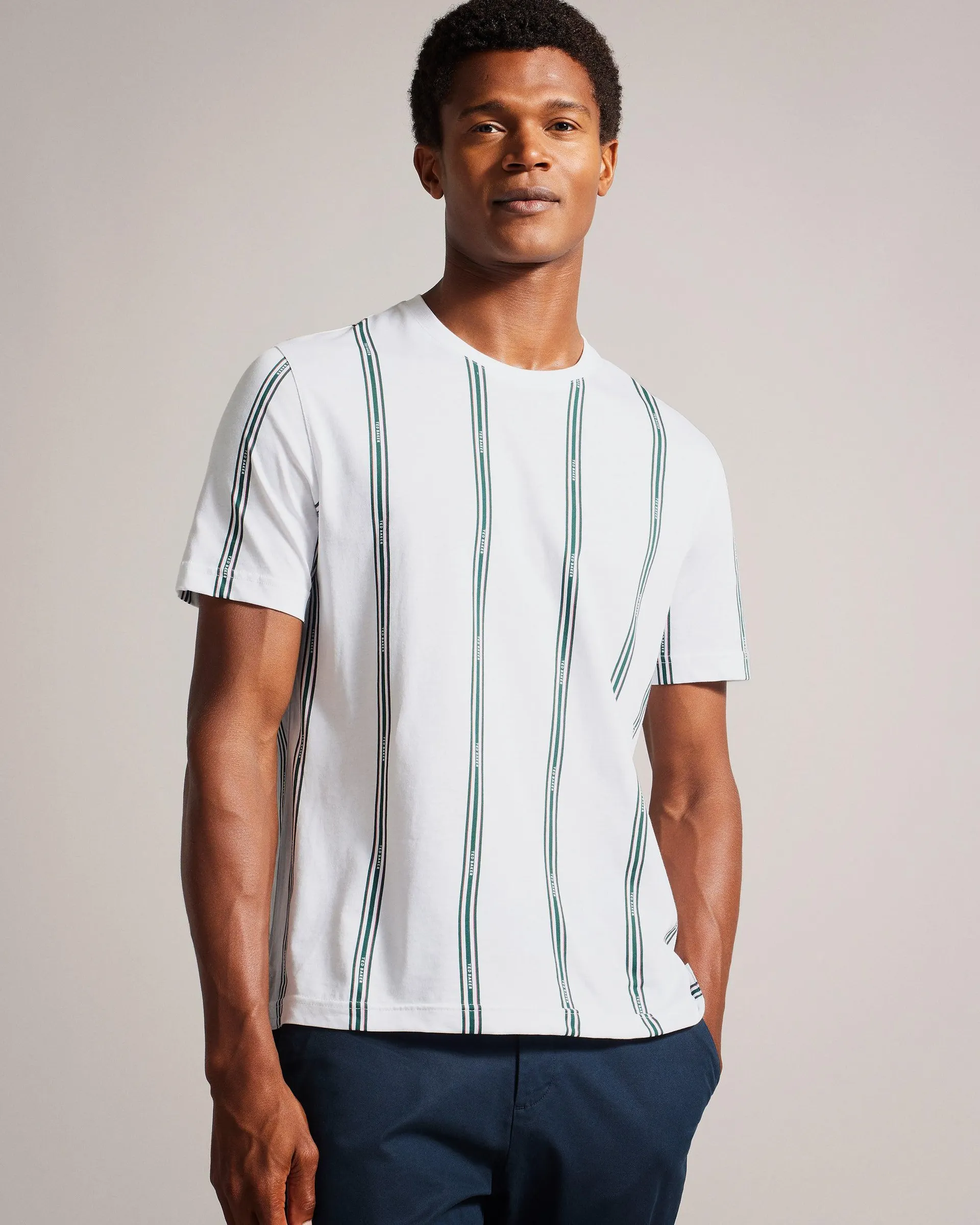 Amson Short Sleeve Striped T-Shirt White