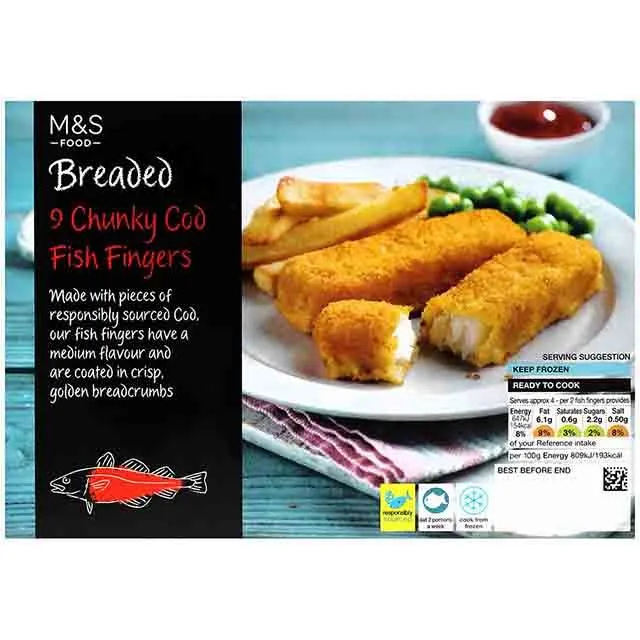 Flaky cod coated in our signature golden crumb. Oven cooks in 17 minutes. Contains 9 pieces. Product origin: UK