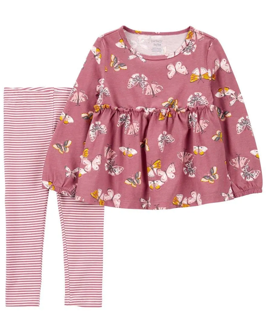 2-Piece Butterfly Top & Legging Set