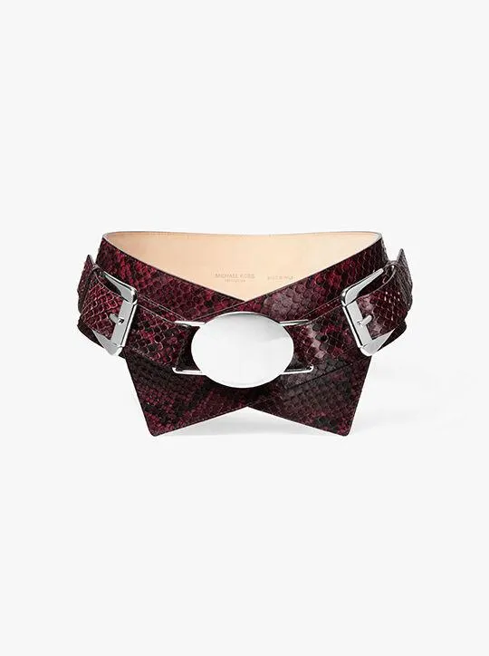 Gloria Python Embossed Leather Belt