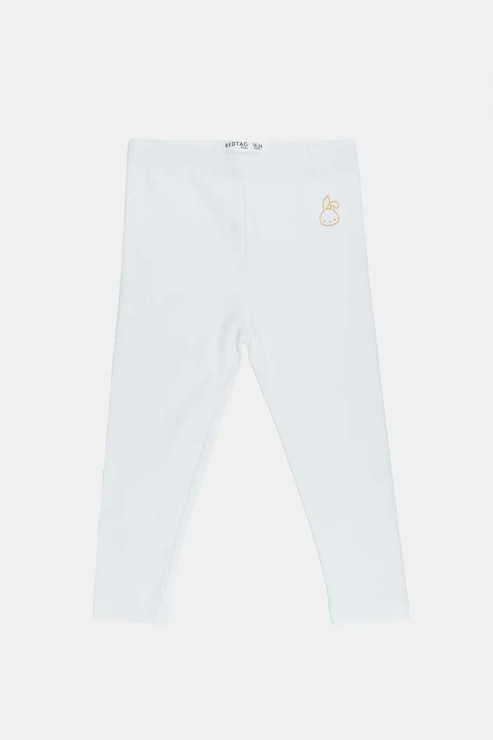 Infant Girls White Placement Print Basic Legging