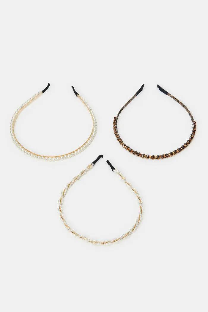 Women Assorted Embellished Headbands (Pack of 3)