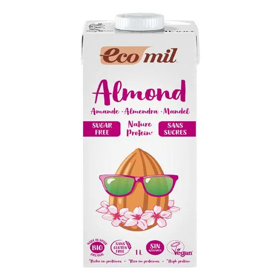 Ecomil Organic Almond Milk Sugar Free Protein 1L, Gluten Free, Vegan