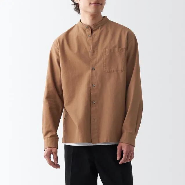 Washed Oxford Stand Collar Shirt