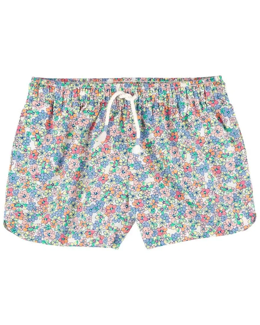 Floral Print Drawstring Sun Shorts