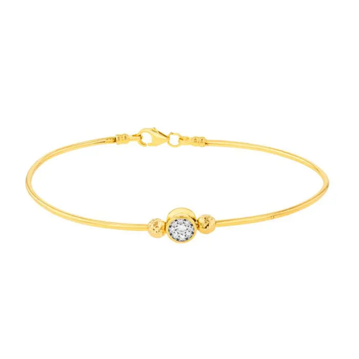 Giulia Round Motif With Lab Grown Diamonds Tube Bangle in 18K Yellow Gold