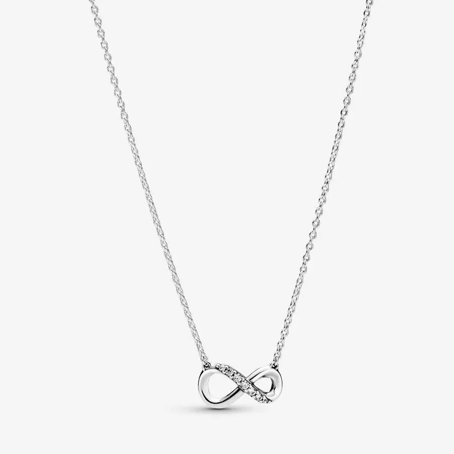 Infinity sterling silver collier with clear cubic zirconia