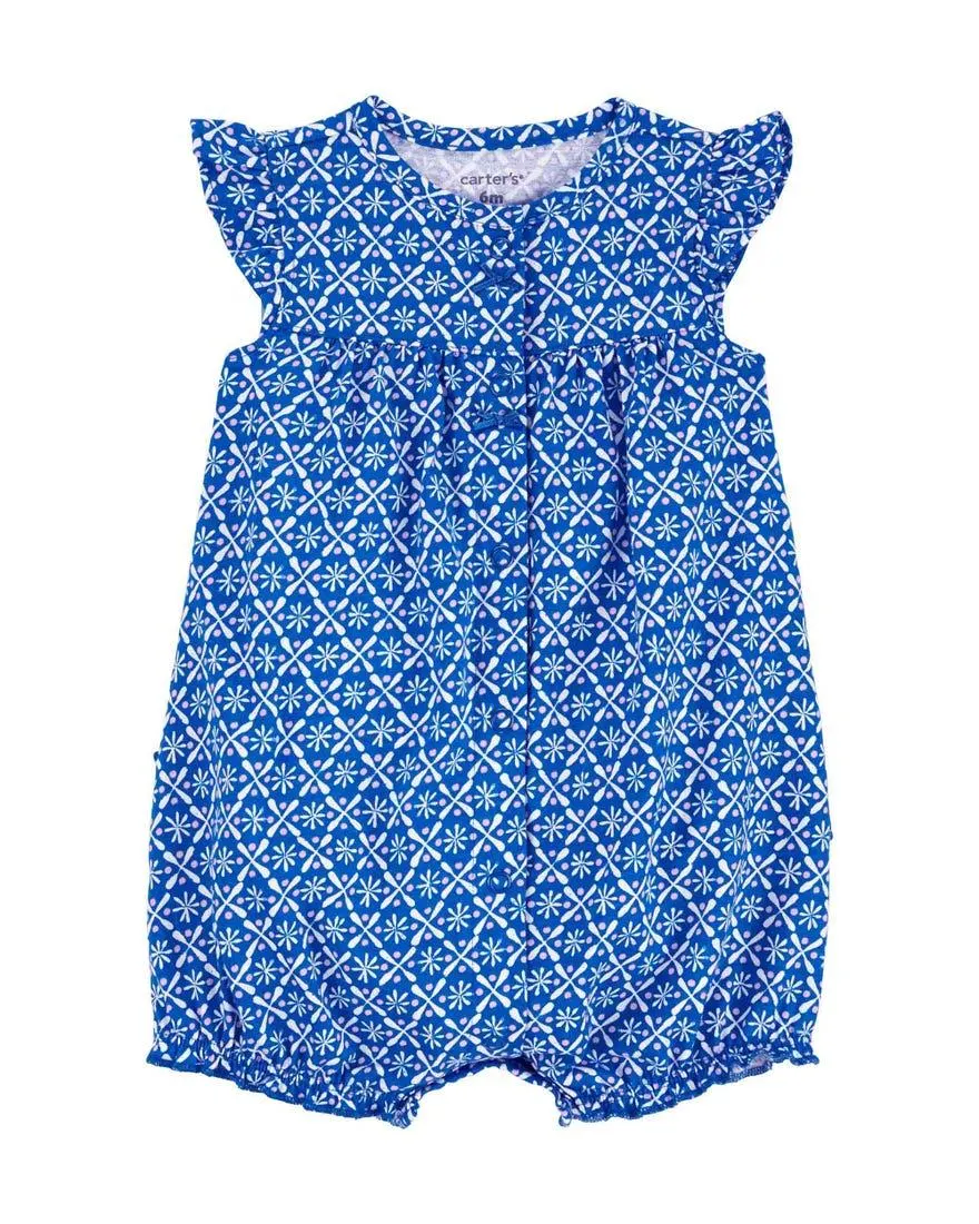 Printed Snap-Up Romper
