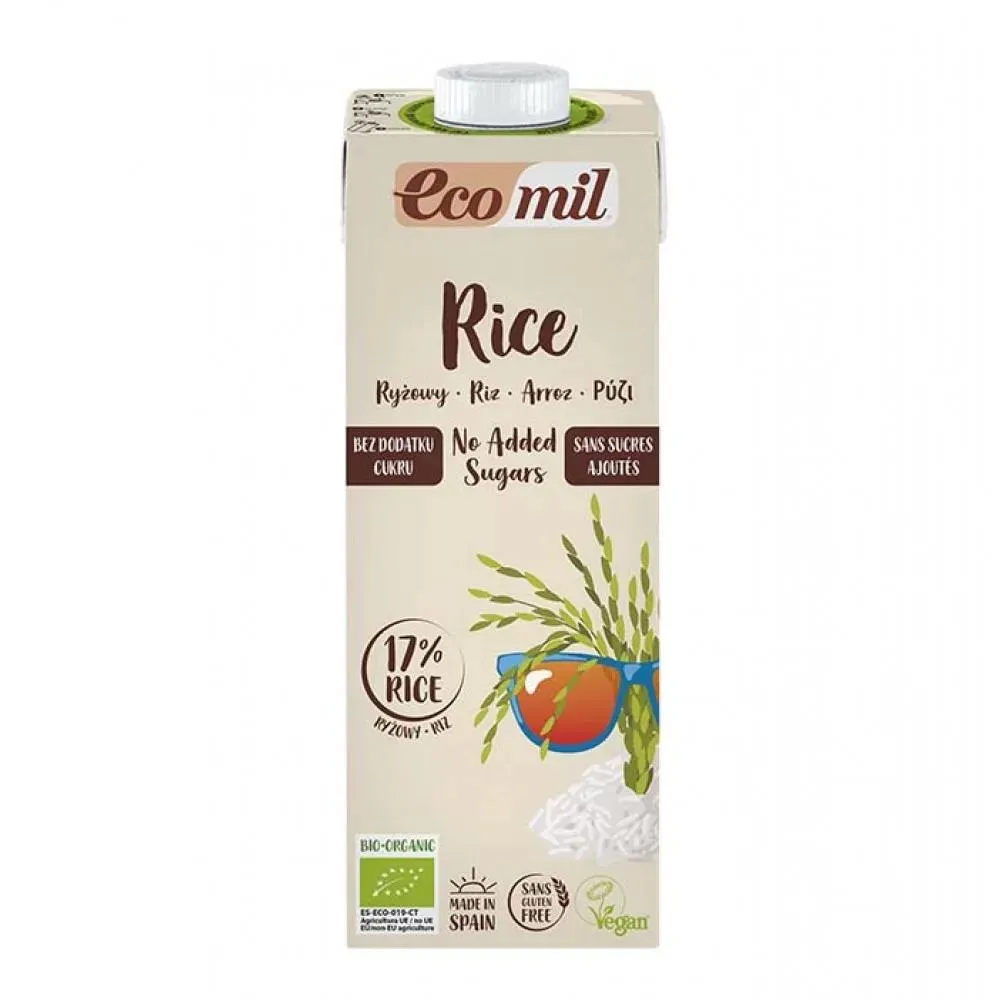 Ecomil Organic Rice Milk Drink No Added Sugar 1L, Gluten Free, Vegan