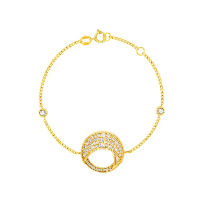 Qamar Bracelet in 18K Yellow Gold, with Mother of Pearl and Diamonds