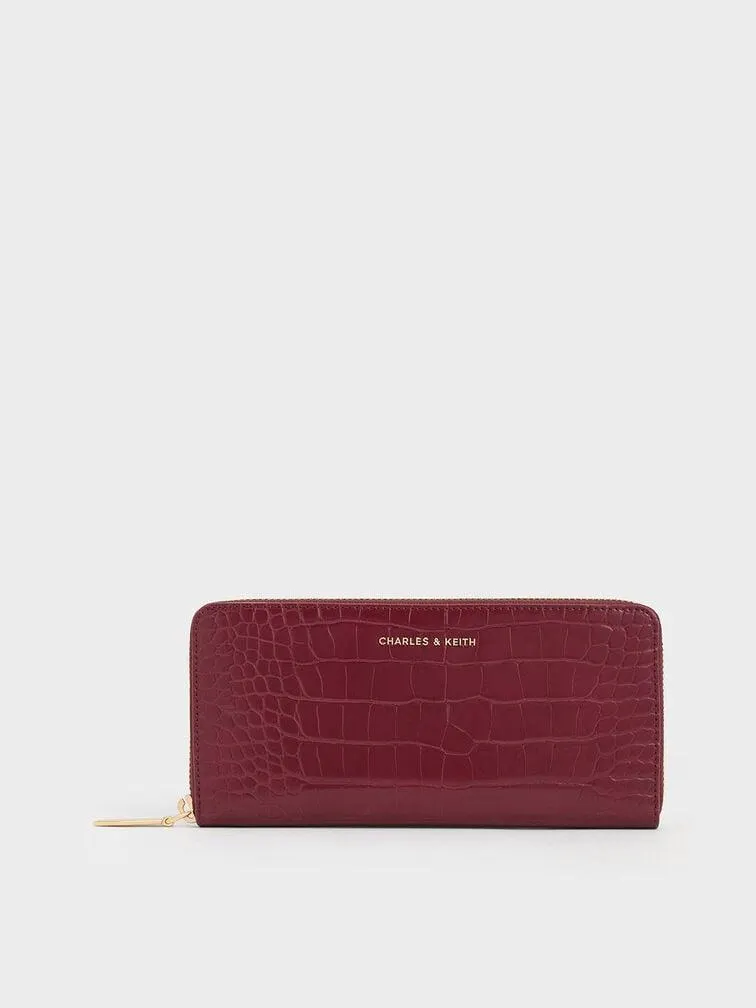 Croc-Effect Zip-Around Long Wallet