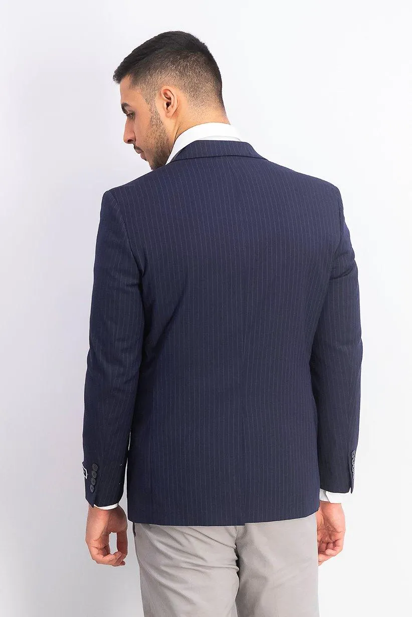 Men Classic Fit Stretch Suits, Navy