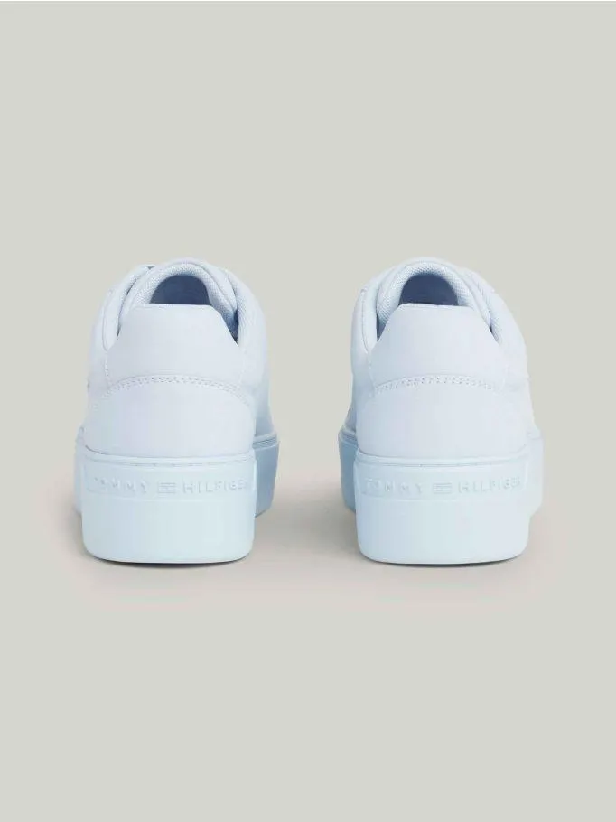 Nubuck Leather Platform Court Trainers