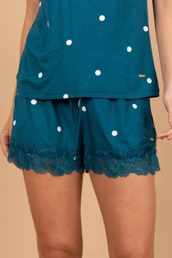 Ladies Dark Green Polka Short