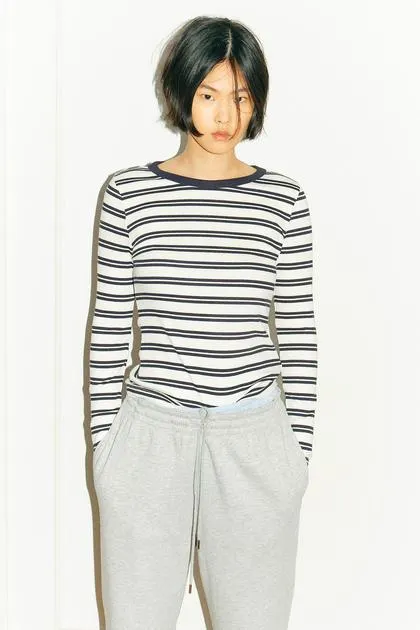 Ribbed jersey top