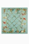 Animal & Floral-print Carré in Silk Twill