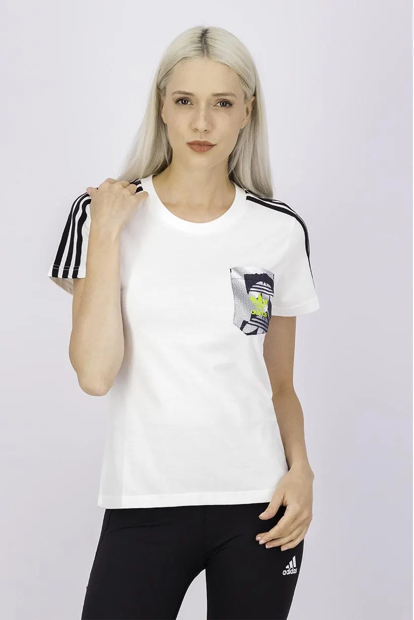 Women Sport Fit Crew Neck Short Sleeve Top, White