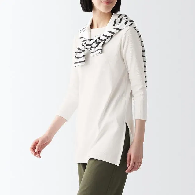 Stretch Ribbed 3/4 Sleeve Tunic