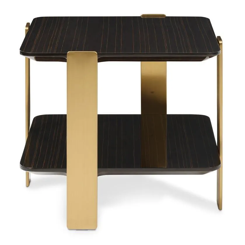 Denn Square End Table, Brass