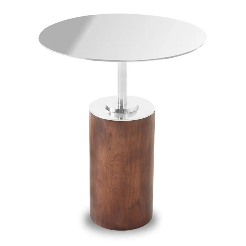 Lorin Accent Table, Walnut & Silver