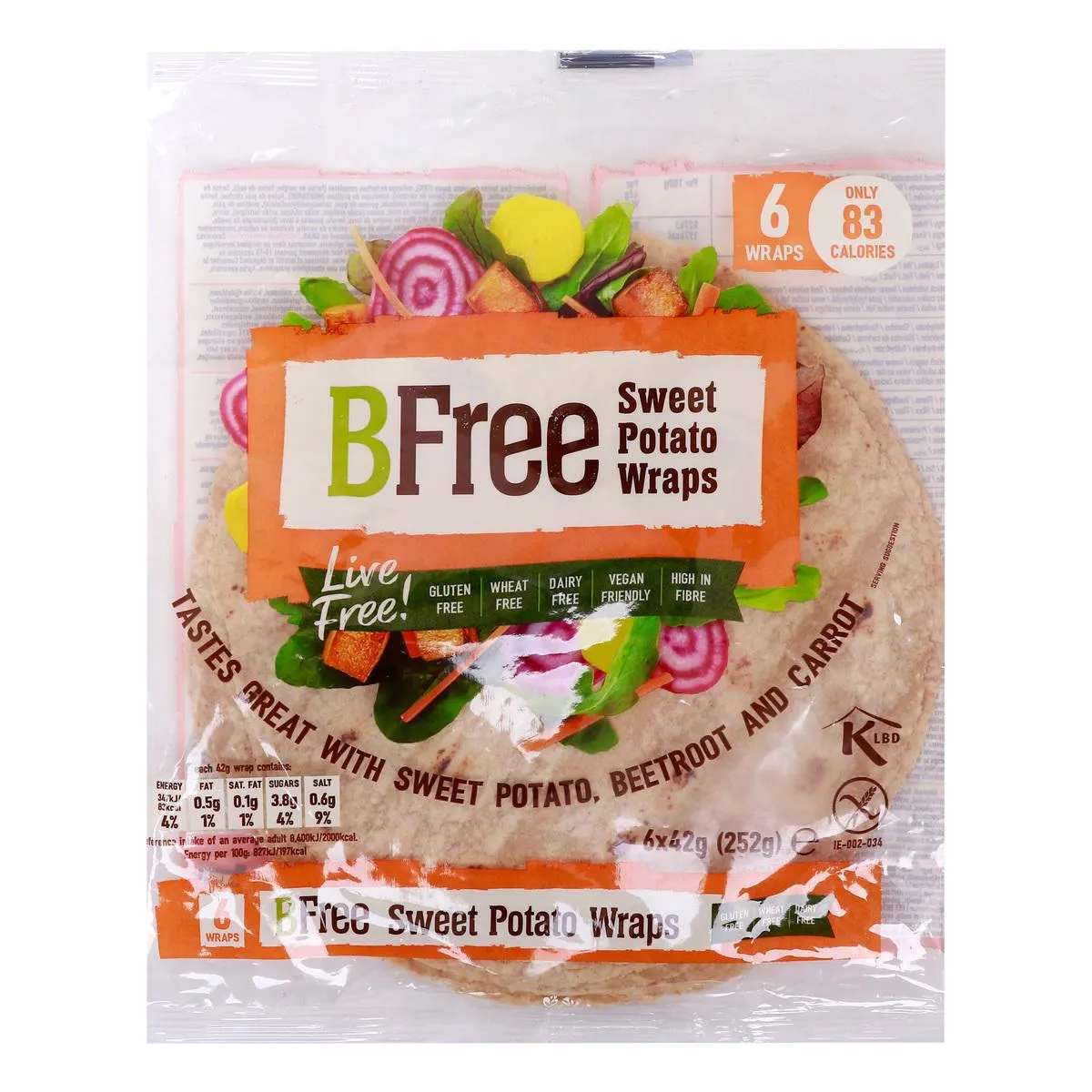 Bfree Sweet Potato Wraps 6 x 42 g