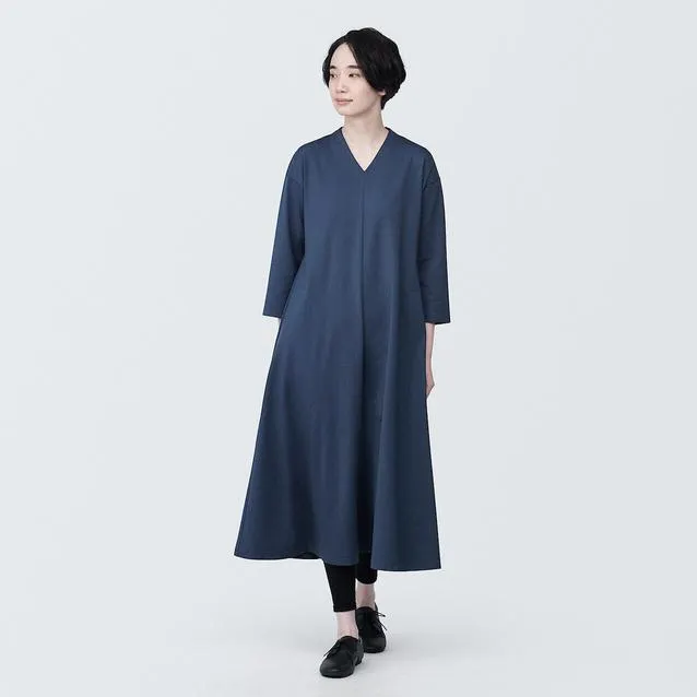 Double Knitted V-Neck Dress