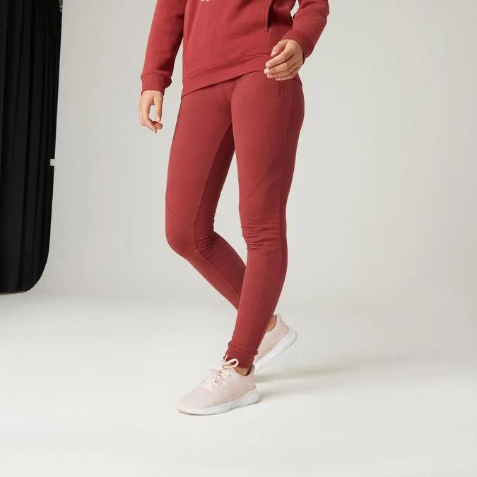 Women's Slim-Fit Fitness Jogging Bottoms 520 - Burgundy