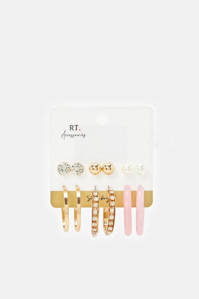 Women Embellished Assorted Earrings Set (6 Pairs)