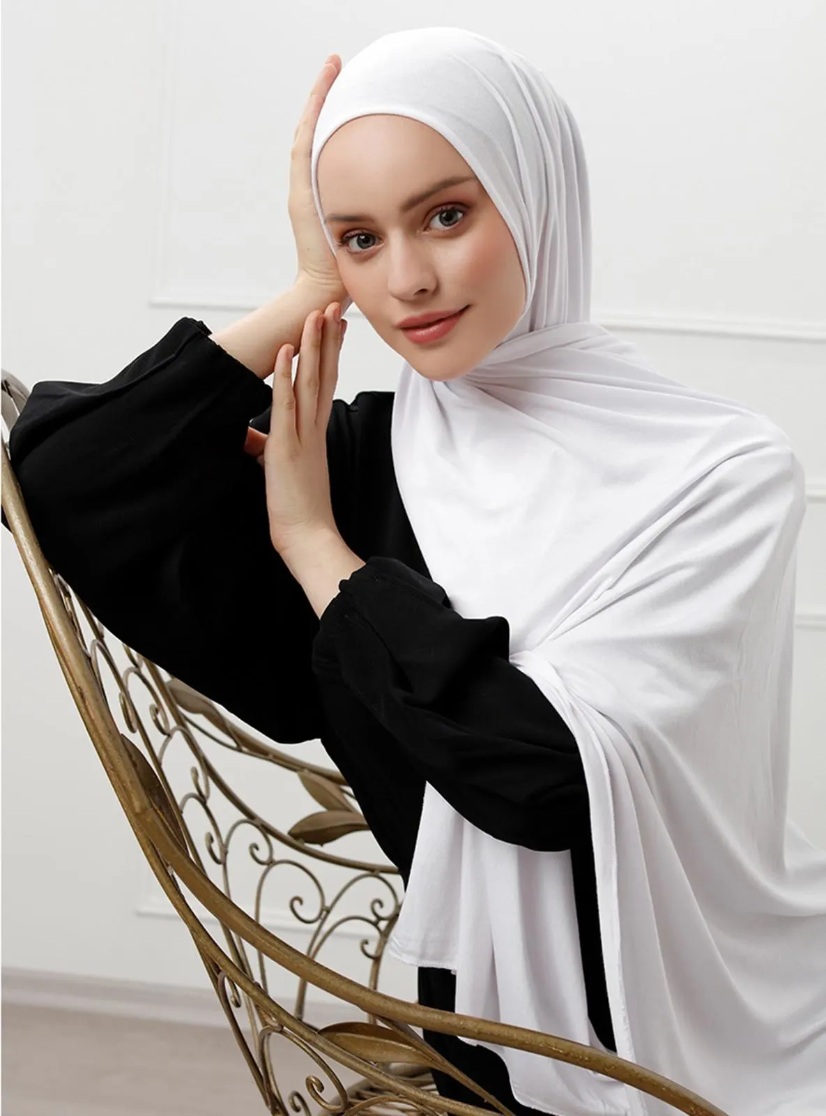 Mercerized Combed Cotton Shawl White