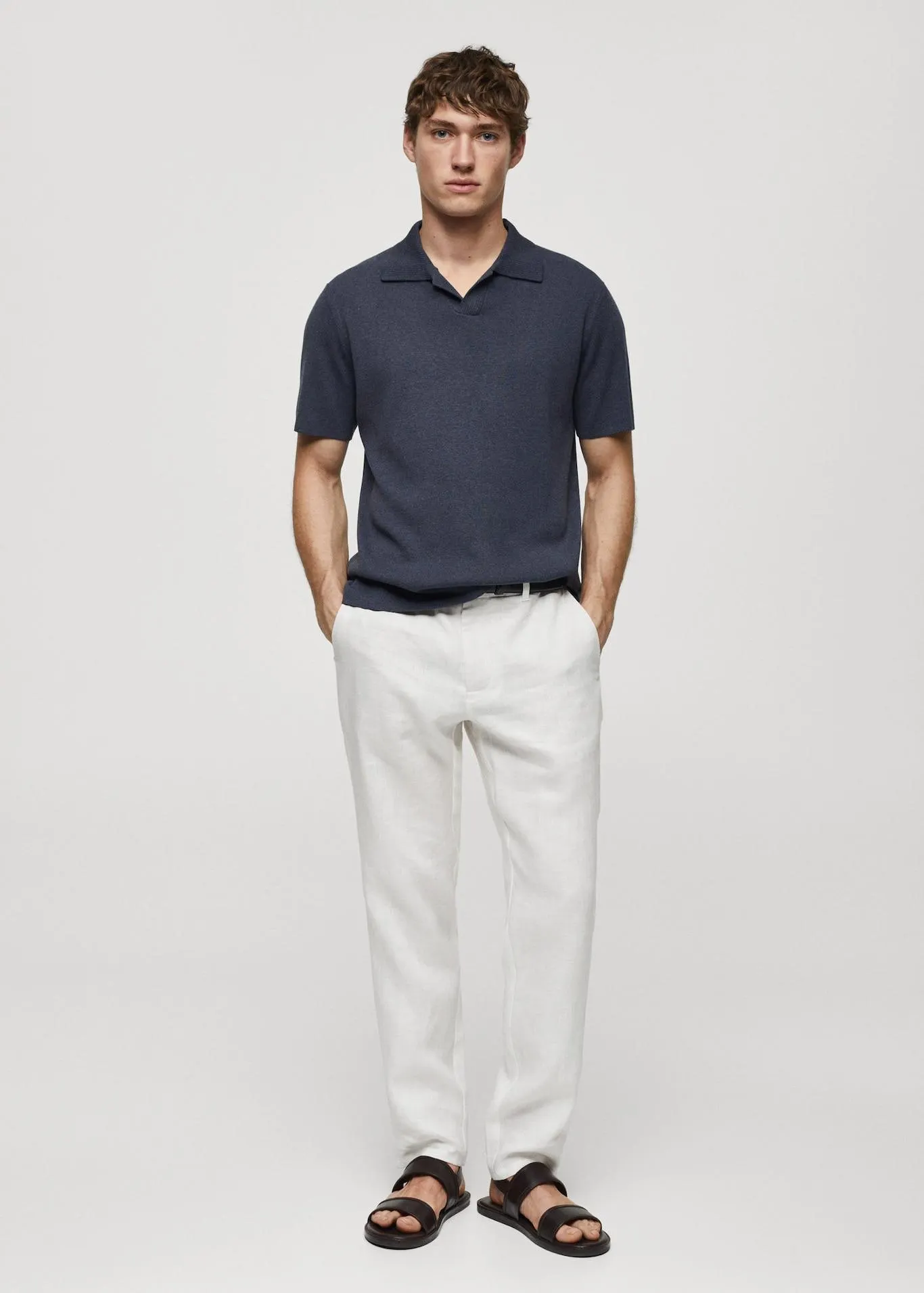 Fine knit cotton polo shirt