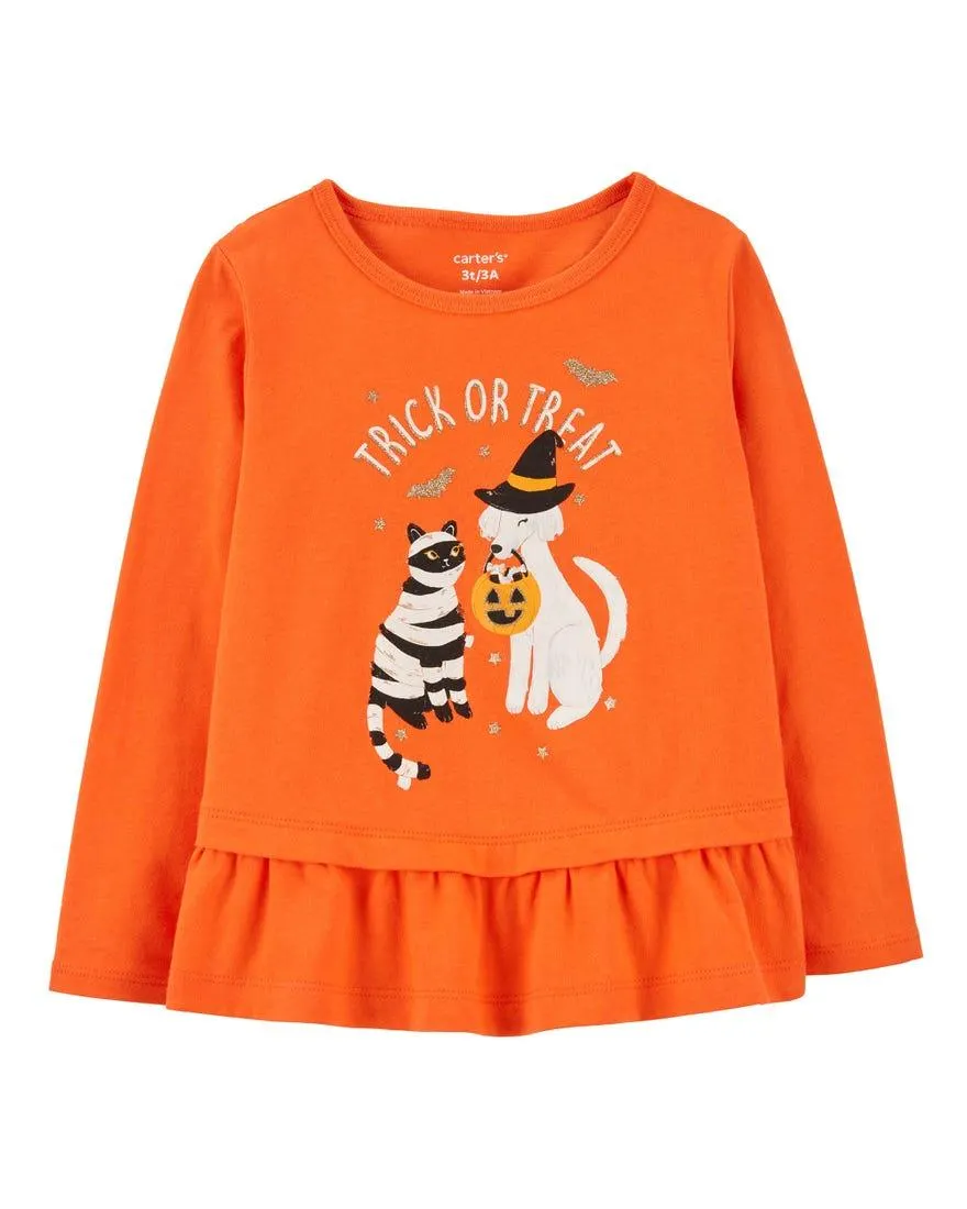 Trick Or Treat Peplum Jersey Tee