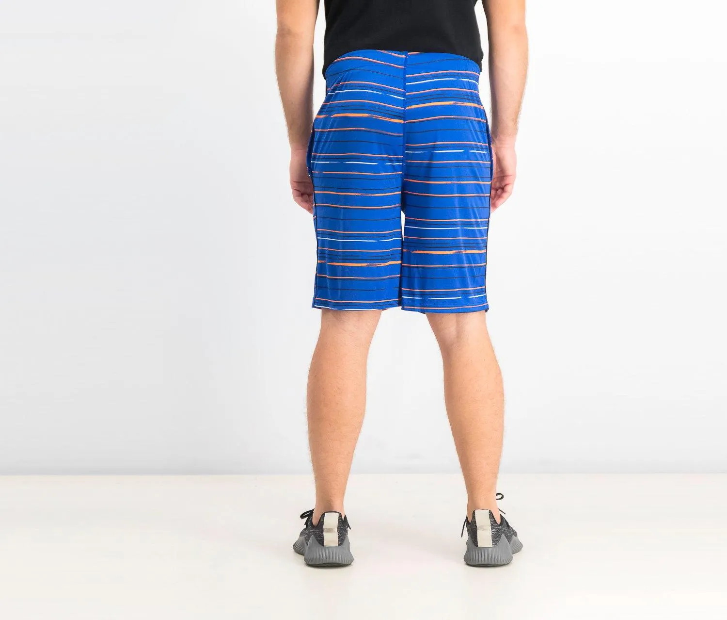 Men Athlete Knit Short Graphic Stripe, Blue