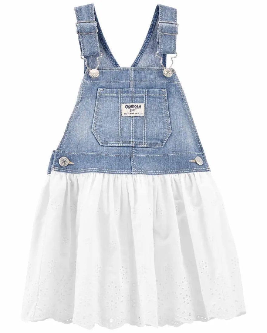 Denim Eyelet Jumper Dress
